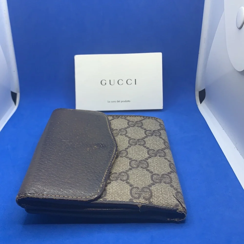 Rarest Gucci GGโ Vintage canvas & leather wallet - Picture 3 of 14